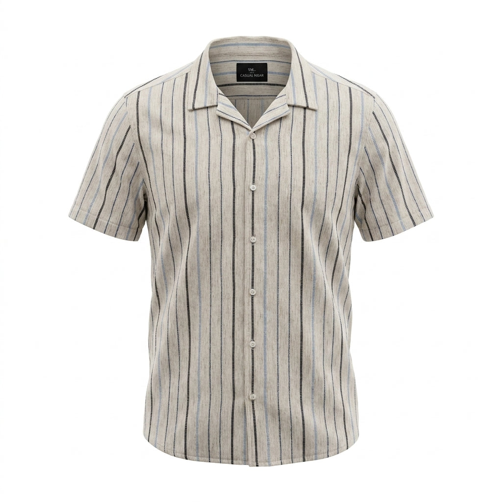 Men Stripe Shirt And Shorts Set