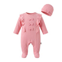 Baby Sheona Ribbed Footed Romper With Matching Bow Hat