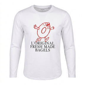Casual Women Long Sleeve Graphic T Shirt Fresh Made Bagels Print
