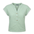 Casual Wear Women Lace Trim Henley Top