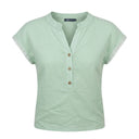 Casual Wear Women Lace Trim Henley Top