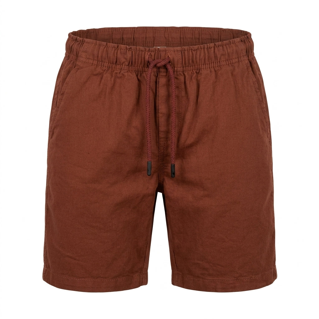 Men Linen Blend Drawstring Casual Shorts