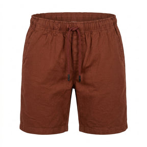 Men Linen Blend Drawstring Casual Shorts
