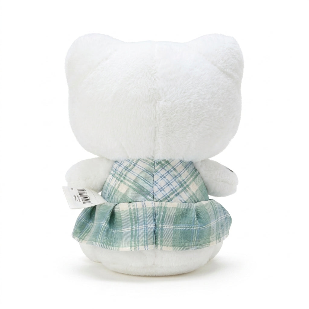 Cute Kitty Plush Toy With Plaid Dress Soft Stuffed Animal Doll