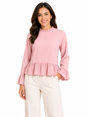 Women Ruffle Hem Long Sleeve Blouse