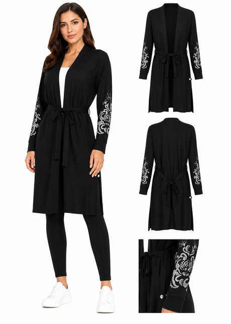 Women Printed Sleeve Button Front Tunic Dress