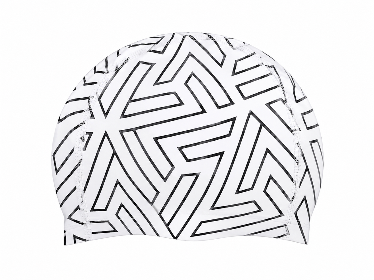 Geometric Print Fabric Swim Cap Free Size