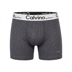 Men Charcoal Melange Boxer Briefs With Logo Waistband