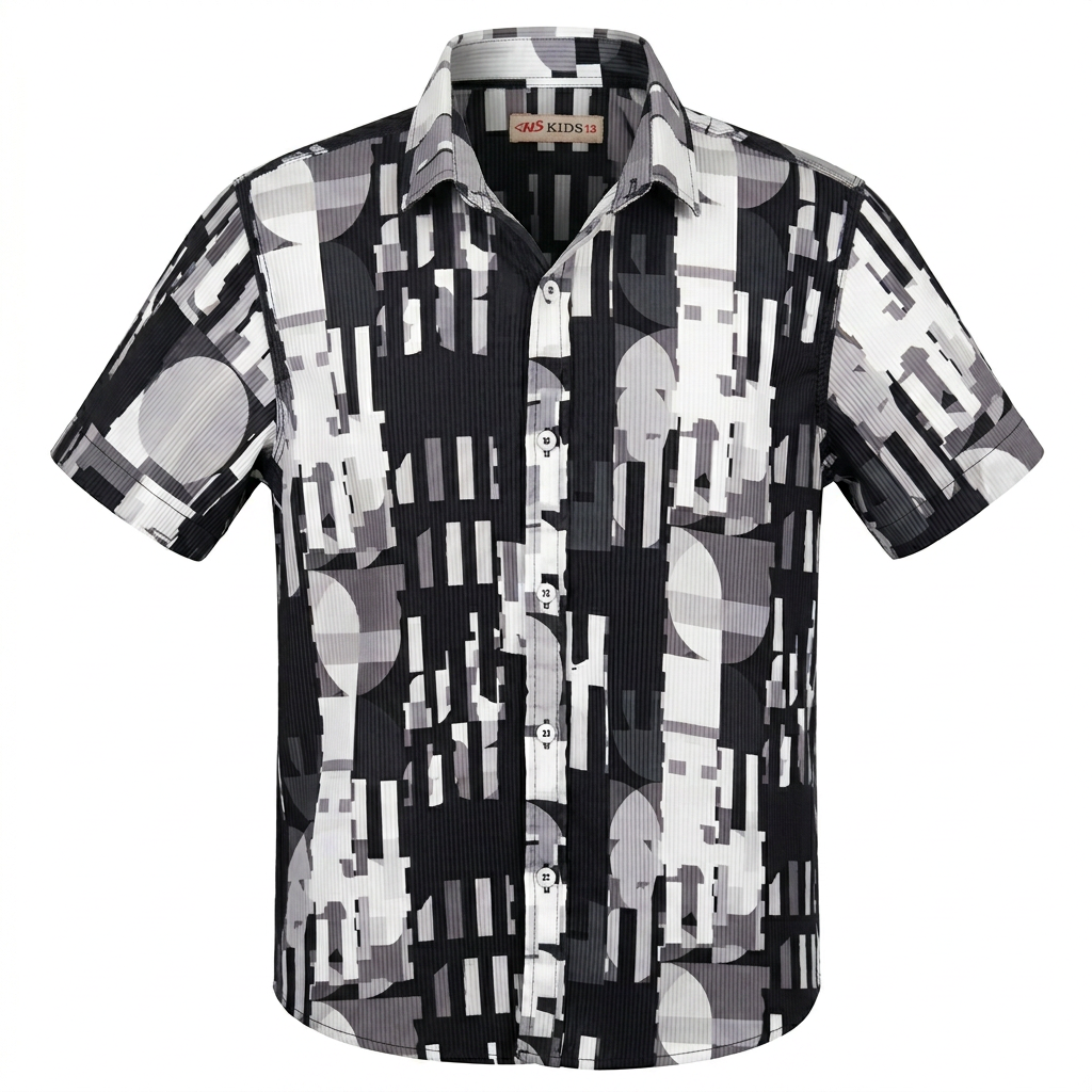 Kids Abstract Print Ribbed Shirt