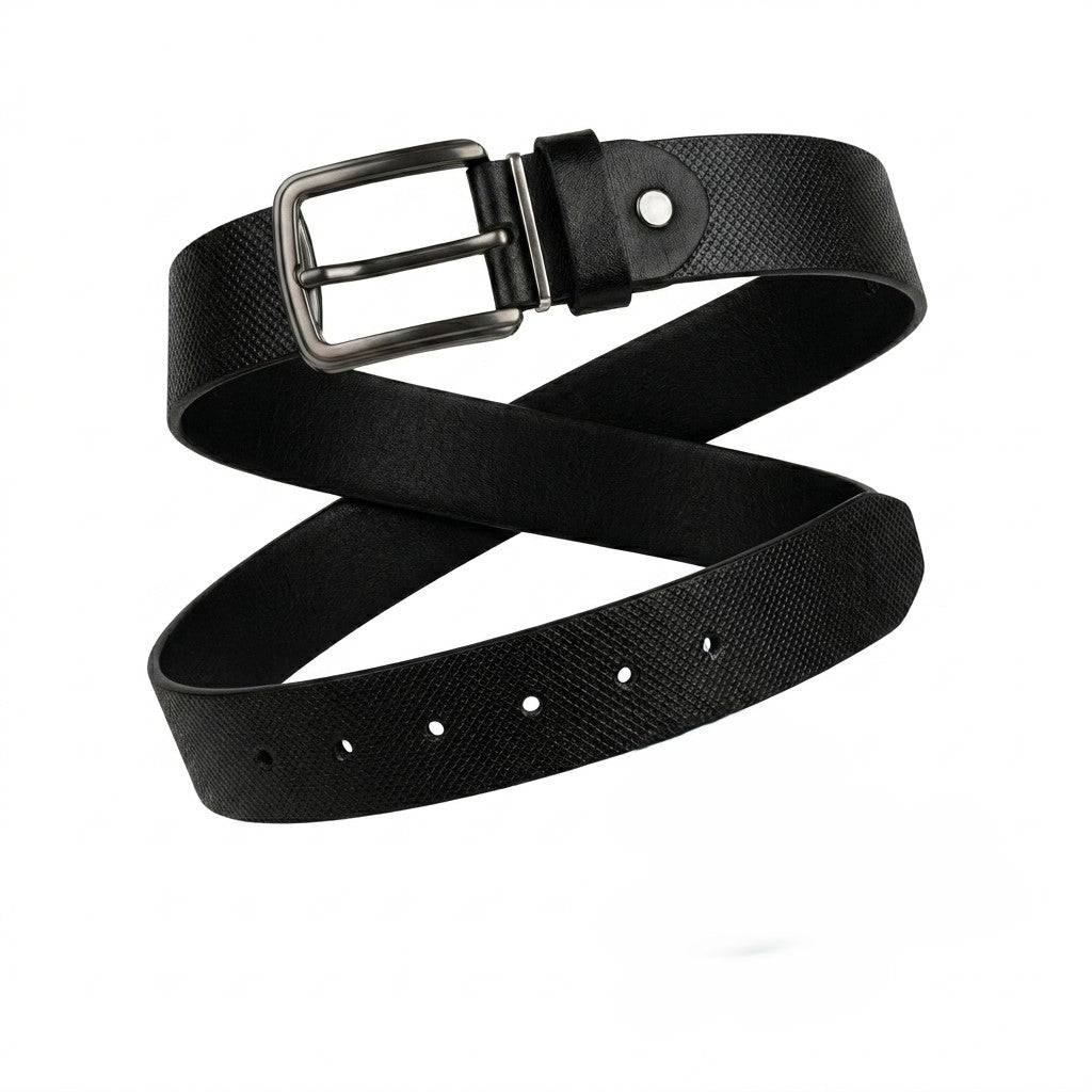 Textured Formal Belt With Metal Pin Buckle